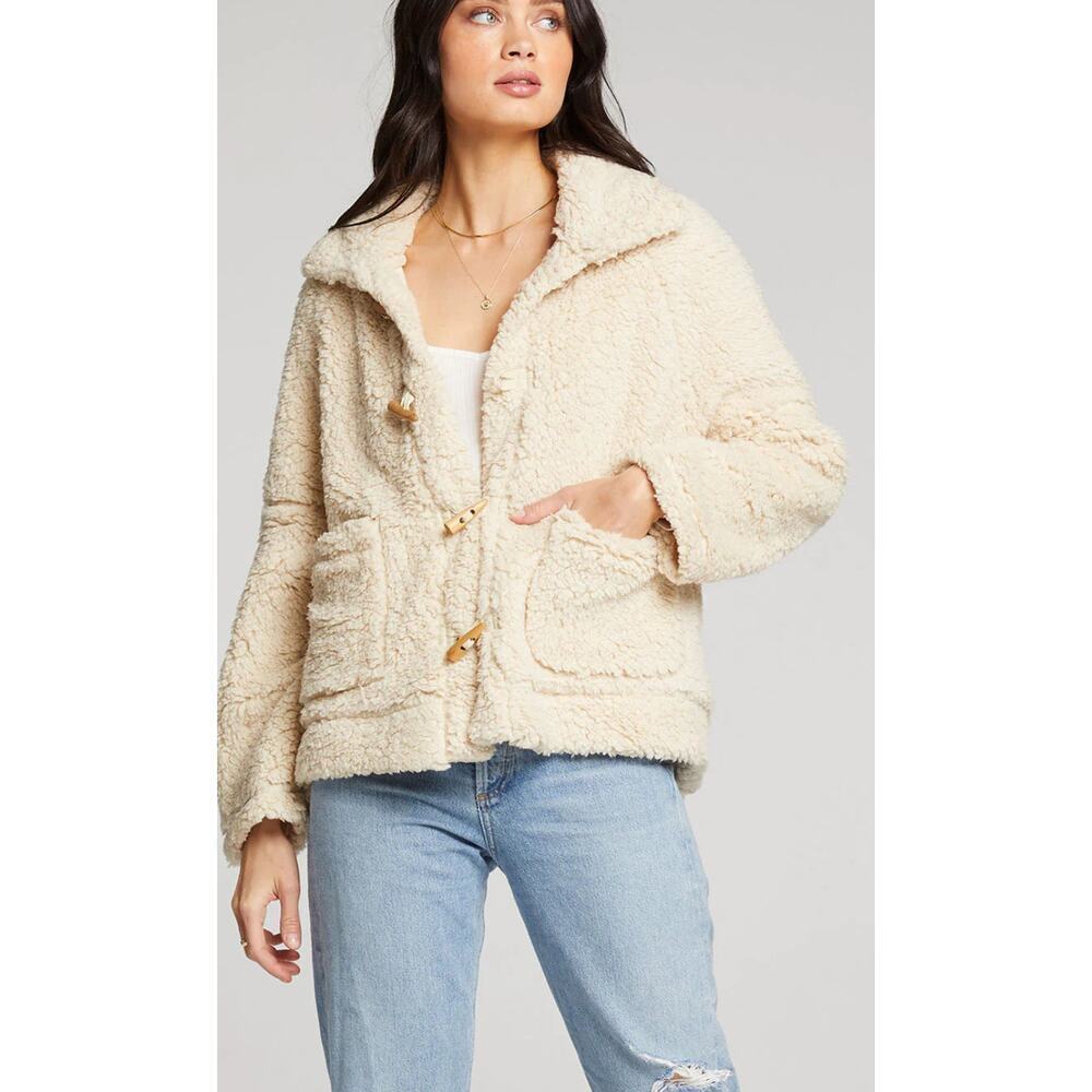 Saltwater Luxe Bexey Toggle Sherpa Jacket Jacket Natural Women's Size S NWT - Picture 1 of 7
